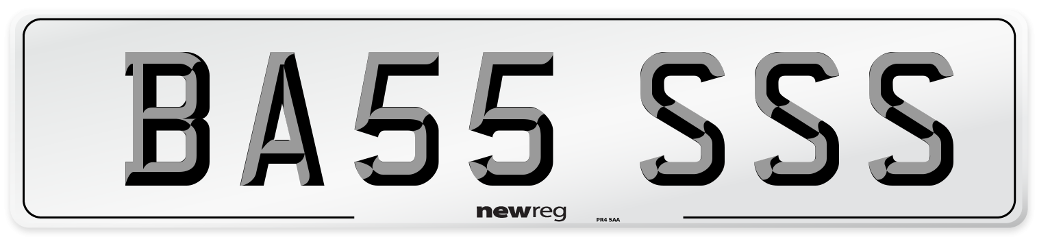 BA55 SSS Number Plate from New Reg